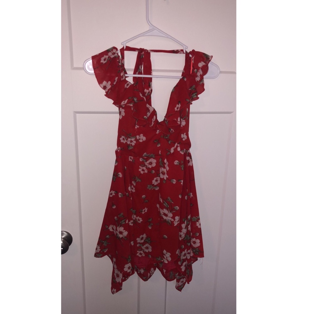 Floral Neck Tie Romper